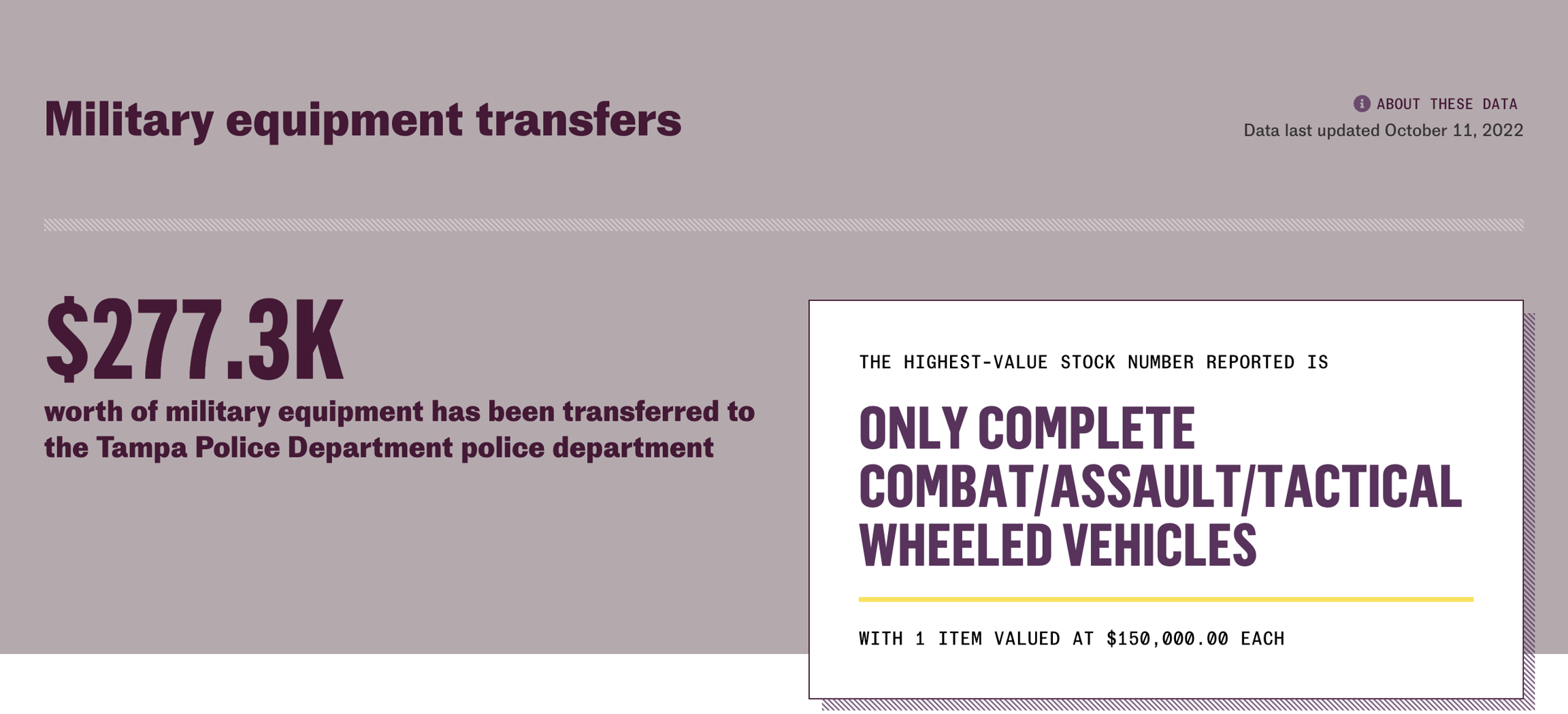 Screen shot of military equipment transfer section of the Tampa, FL page
