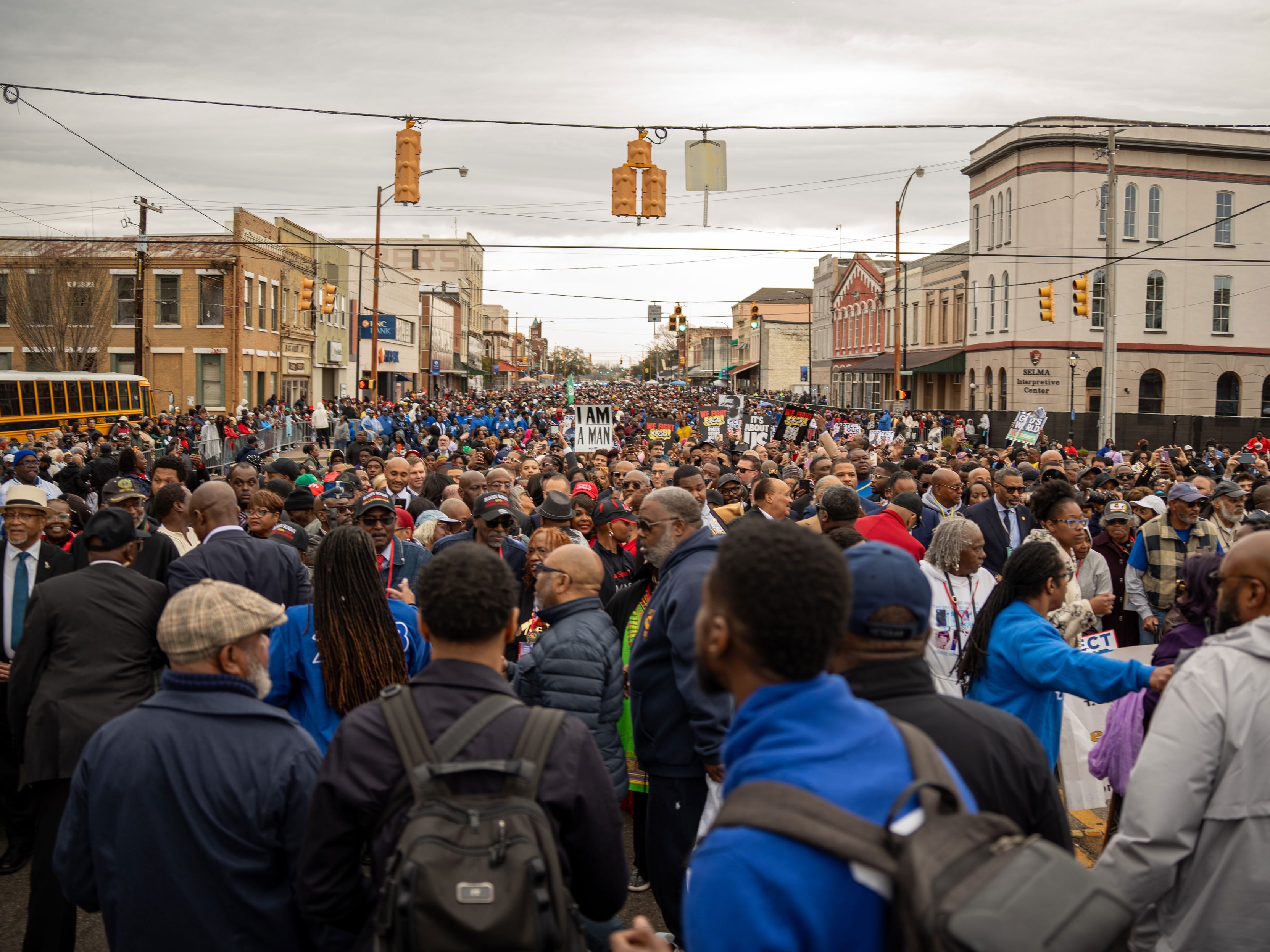 Crowd of protestors in Selma