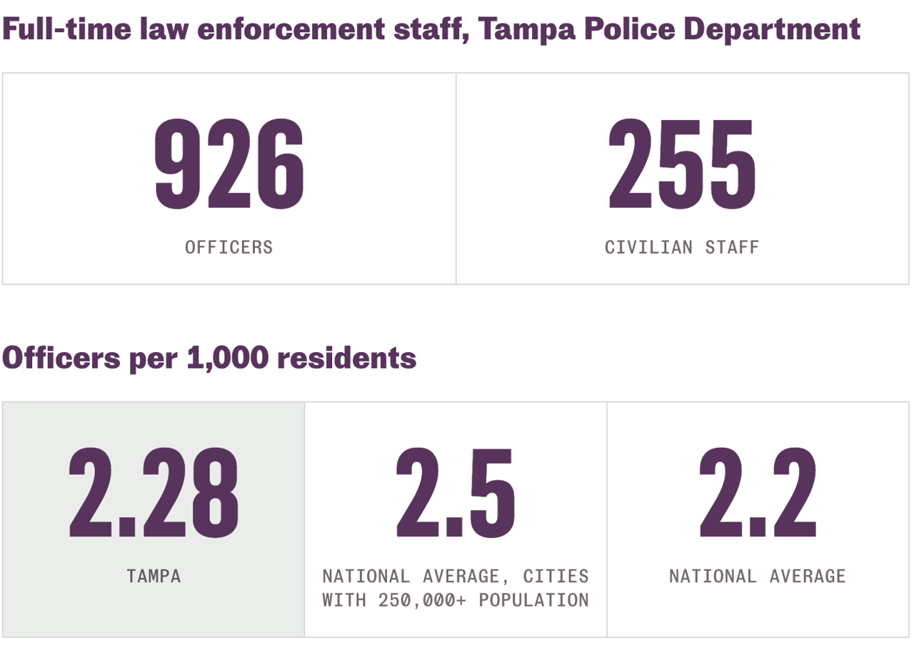Screen shot of example police staffing data